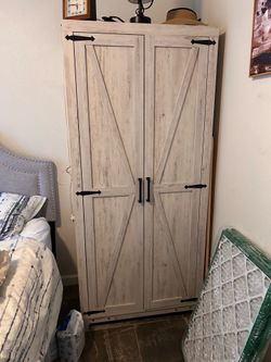 70” freestanding farmhouse cabinet armoire