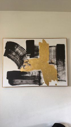Gold black and white painting home decor