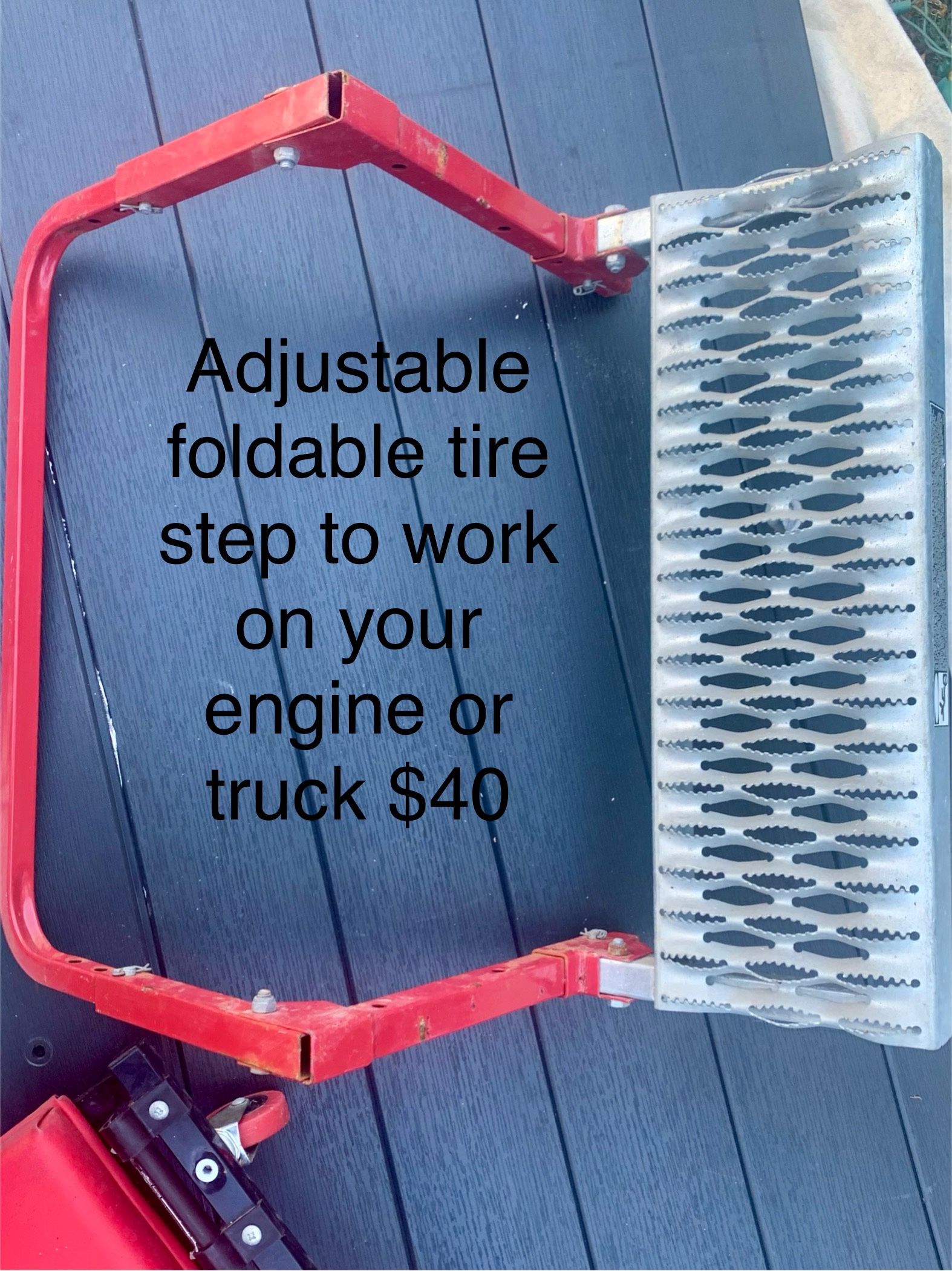 Adjustable Tire Step and creeper with light