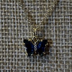 Blue Butterfly Necklace 