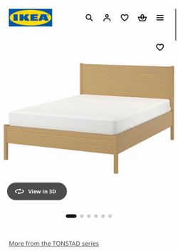 IKEA TONSTAD Queen Bed Frame – Oak Veneer / Wood Finish