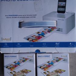 Photo Cube Compact Photo Printer With Panoramic Vupoint Solutions And Two New Packs Of Multi-format Photo Ink Cartridges
