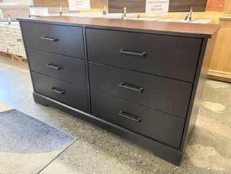 Black Minimalist 6-Drawer Low Dresser