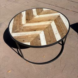 Round Wood Chevron Coffee Table