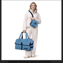 Duffle Bag Leather Waterproof Canvas Travel Bag Mens Weekender Bag Carry On Duffel Bags for Men, Reef Water Blue, 3 in 1 48 Liters