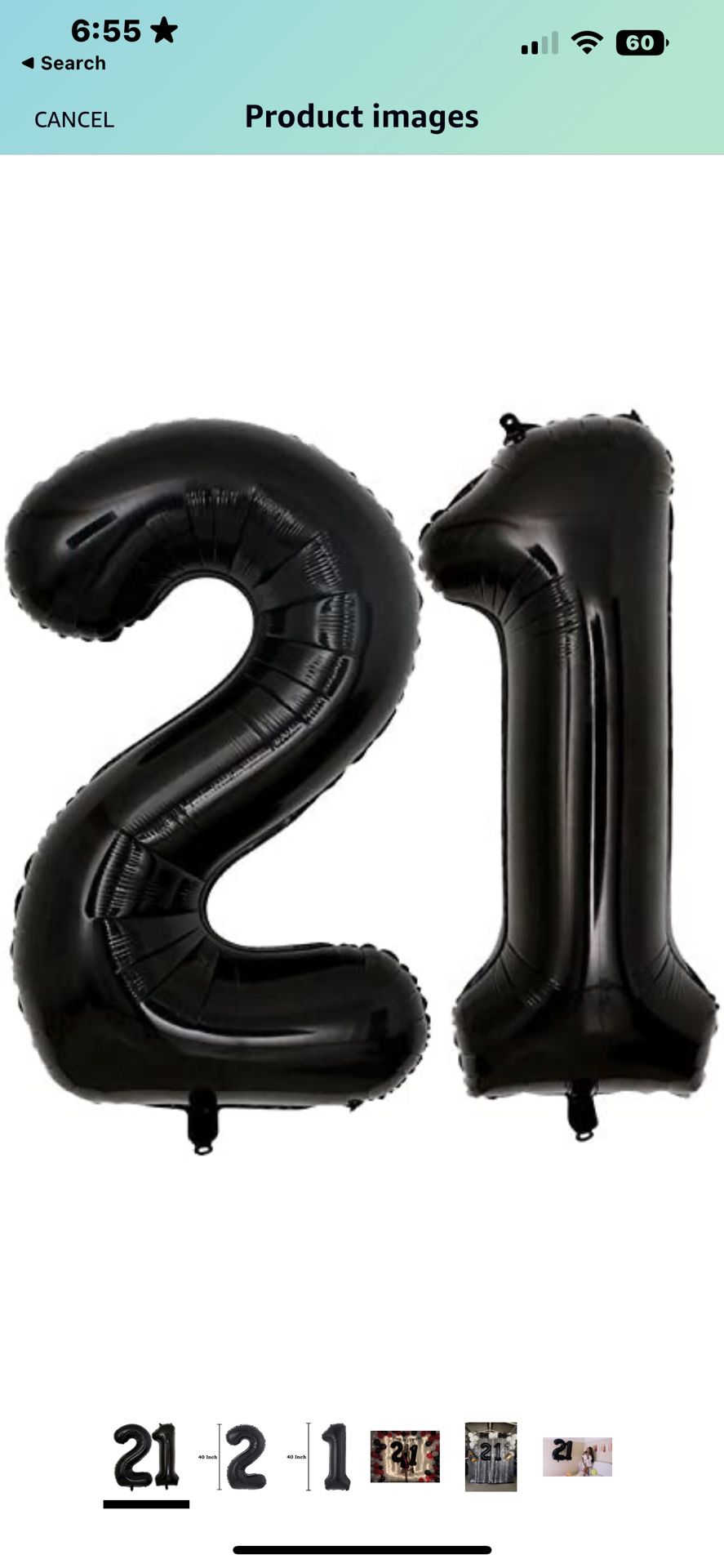 40 inch “21” balloons 