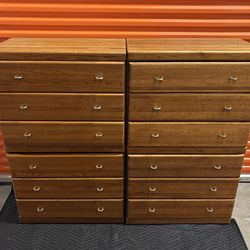 Pair Of Beautiful 6 Drawer Wood Dressers ( Can Be Sold Separately )