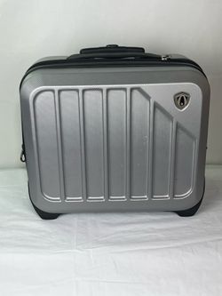 Travelers Choice 16" Hardside Spinner Briefcase Luggage – Silver Metallic expandable