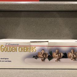 Holiday Living Three Golden Cherubs 3” Ornaments 