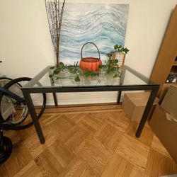 West Elm Frame Glass & Metal Table