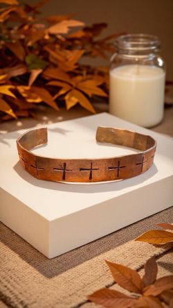 Handcrafted in Eastern KY “Faith” Design Copper 6.5” Cuff Bracelet