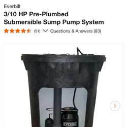 3/10 HP Pre-Plumbed Submersible Sump Pump System