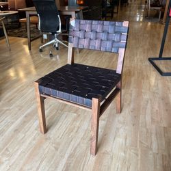 Black Woven Leather Dining Chair