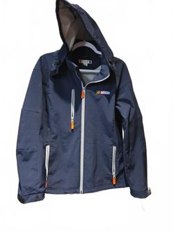 Nascar Clique Navy Jacket Full Zip Embroidered Logo Winter Coat Large