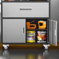 Metal Storage Cabinet with Wheels, 