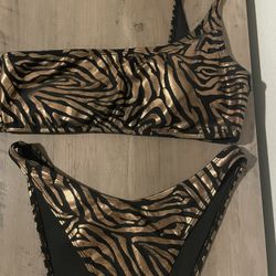 Metallic Zebra print Bikini, Small 