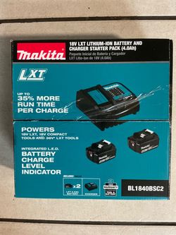 Makita. 18V LXT Lithium Ion (2) 4.0Ah  Starter Kit.