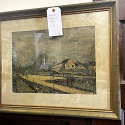 Antique Print and Picture Frame