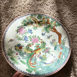 Vintage Chinese Hand Painted Big Plate 