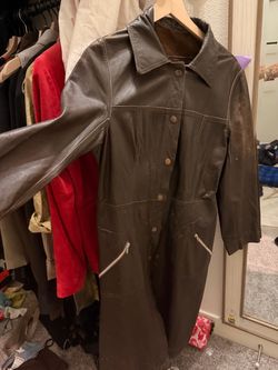 Brown Leather Long Coat