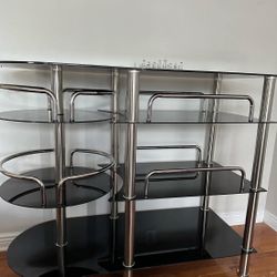 Bar Stand Glass Black Mirror 