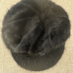 Black Faux Fur Hat S 
