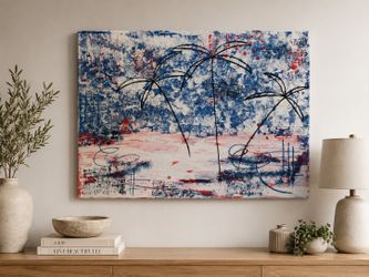 Original 40x30 Modern Coastal Abstract Canvas | Hand-Painted | Ready to Hang