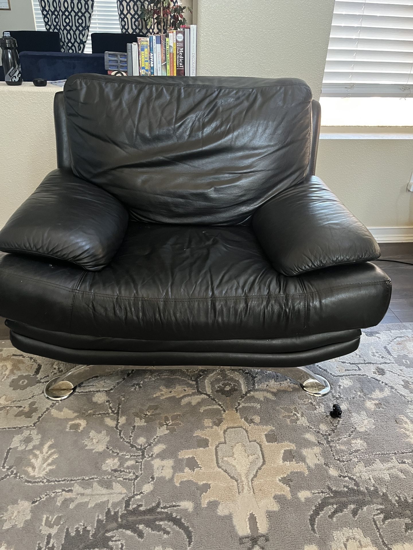 2 Black Leather Accent Chairs