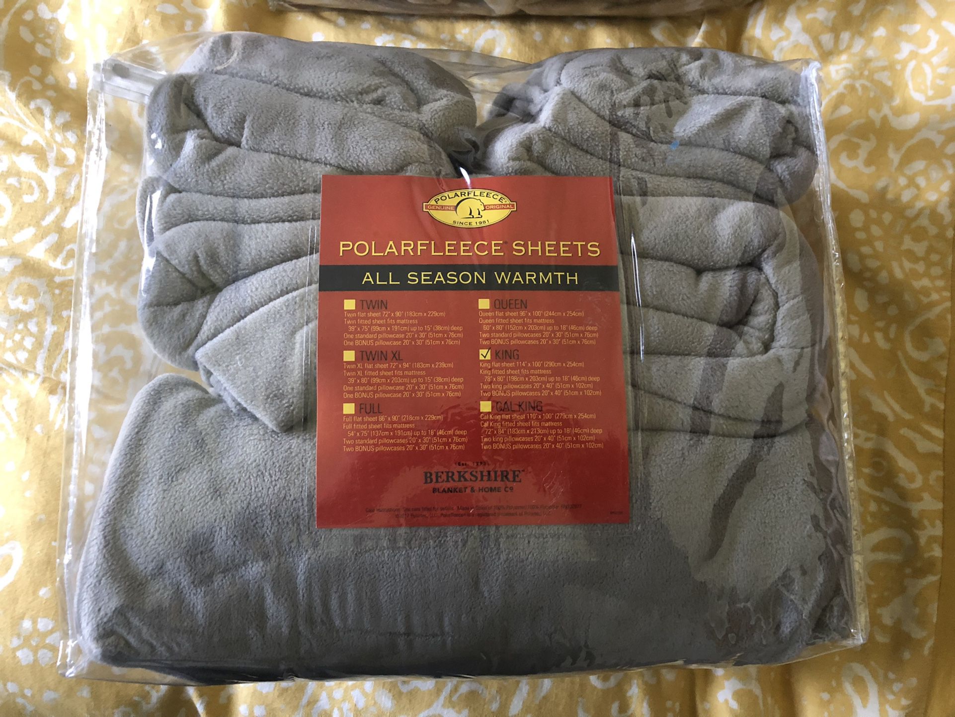 Grey Berkshire Blanket Polar Fleece All Season Warmth Blanket Set!  NIP! 