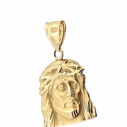 Real 14k Yellow Gold Jesus Charm Pendant 2.5Gr