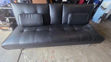 Black Faux Leather Futon Sofa Bed
