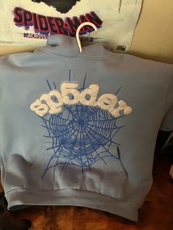 Sky Blue Sp5der hoodie worn once,