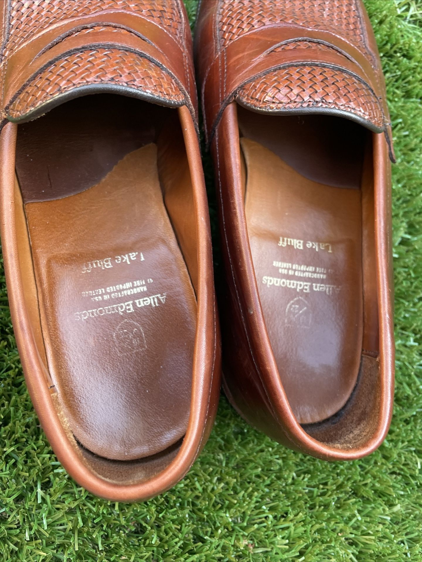 Allen Edmonds Lake Bluff Woven Penny Loafers Chili 9.5 D for 