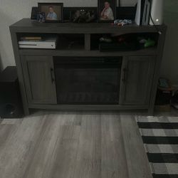 Electric Fire Place Gray With Storage 