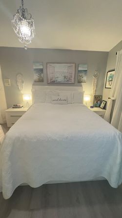 White Bed Frame with Headboard & Storage Drawers – No Mattress- $150 OBO