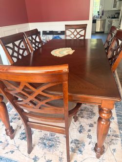 Wood Dining Table with 6 Chairs