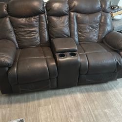 Leather Reclining Loveseat