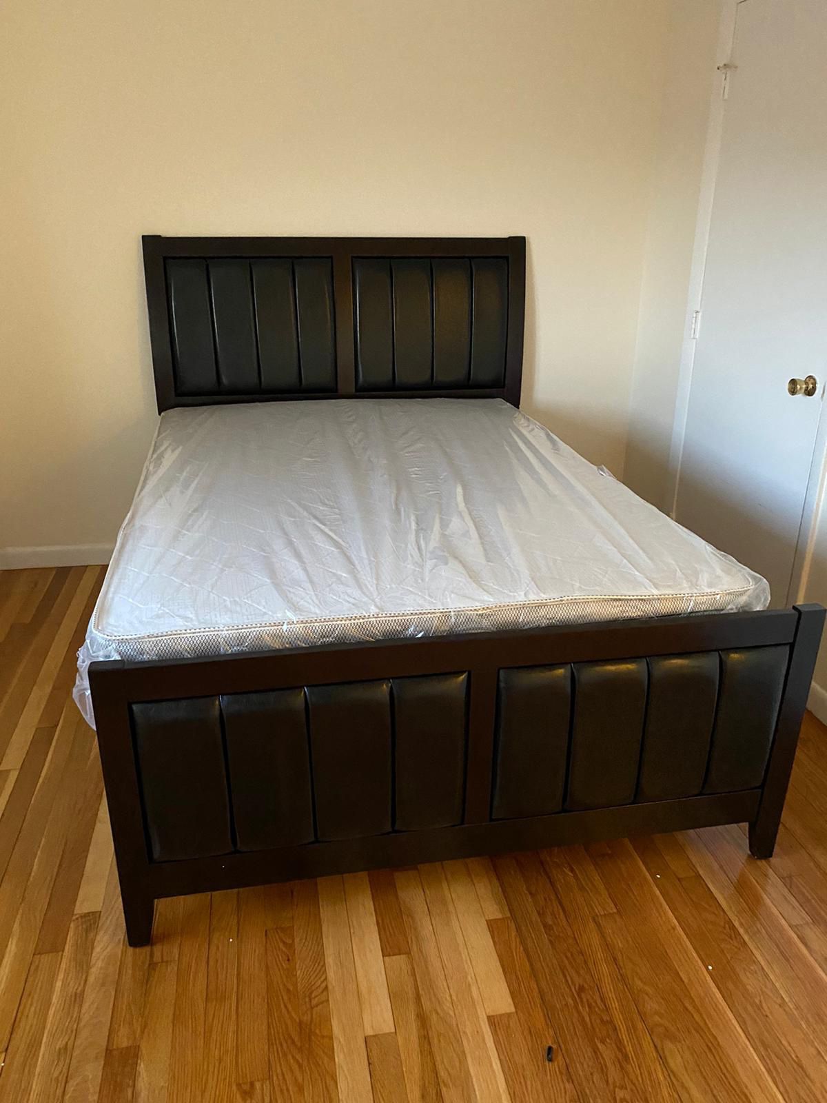 Brand new queen size bed frame + new queen size orthopedic mattress double sided included