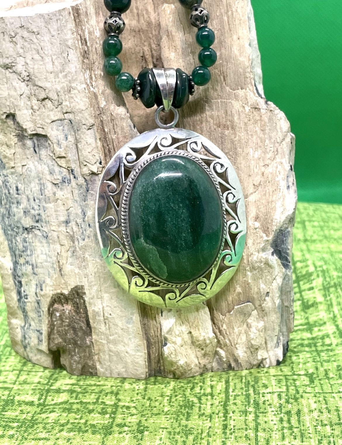 Sterling Green Stone Necklace