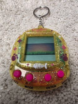 GigaPets StarCat CompuKitty 2-in-1 Virtual Pet Yellow Glitter Tested Works