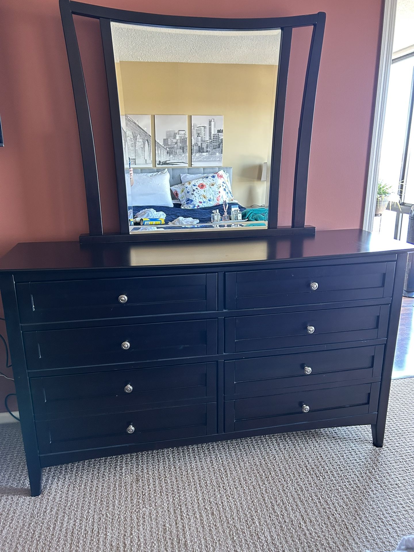 Dark Wood Dresser And Nightstand