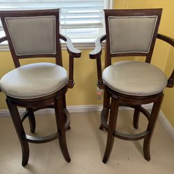 Pair of Swivel Bar/Counter Chairs – 47″ Back, 32″ Seat Height