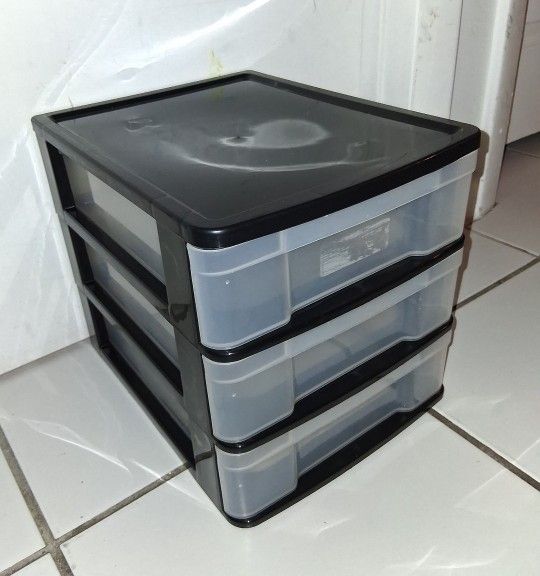 small 3 drawer black plastic organizer $10 FIRM