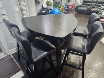 Black Dining Table With 4 chairs and 1 Bench Seat