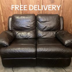Black Electric Recliner Loveseat Sofa - Free Delivery 