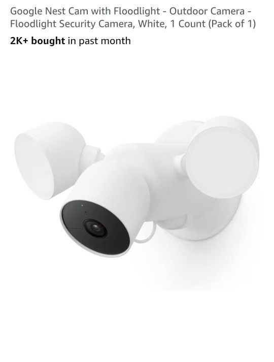 Google Nest Cam with Floodlight - Outdoor Camera - Floodlight Security Camera, White, 1 Count (Pack of 1)