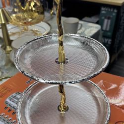 Elegance Golden Vine Hammered 2Tier Server, Gold