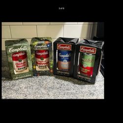 Vintage Campbell Soup Glass Ornaments X4