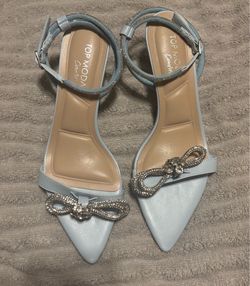 Top Moda light blue bow heels
