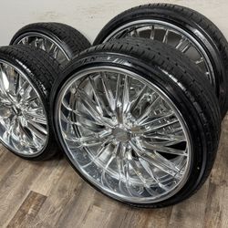 NEW staggered 24x9 and 24x11 esko forged wheels wrapped in Lexani tires